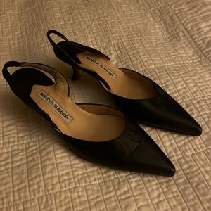 Manolo Blahnik slingback leather  kitten heels